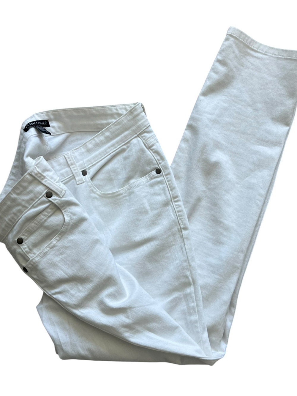 Eileen Fisher Organic Cotton Skinny Ankle Jeans White Size 4 - Picture 5 of 12